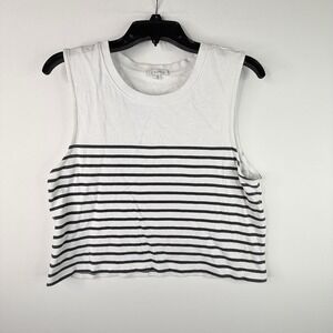 womens z supply Medium Navy And White Sleeveless Crop Top